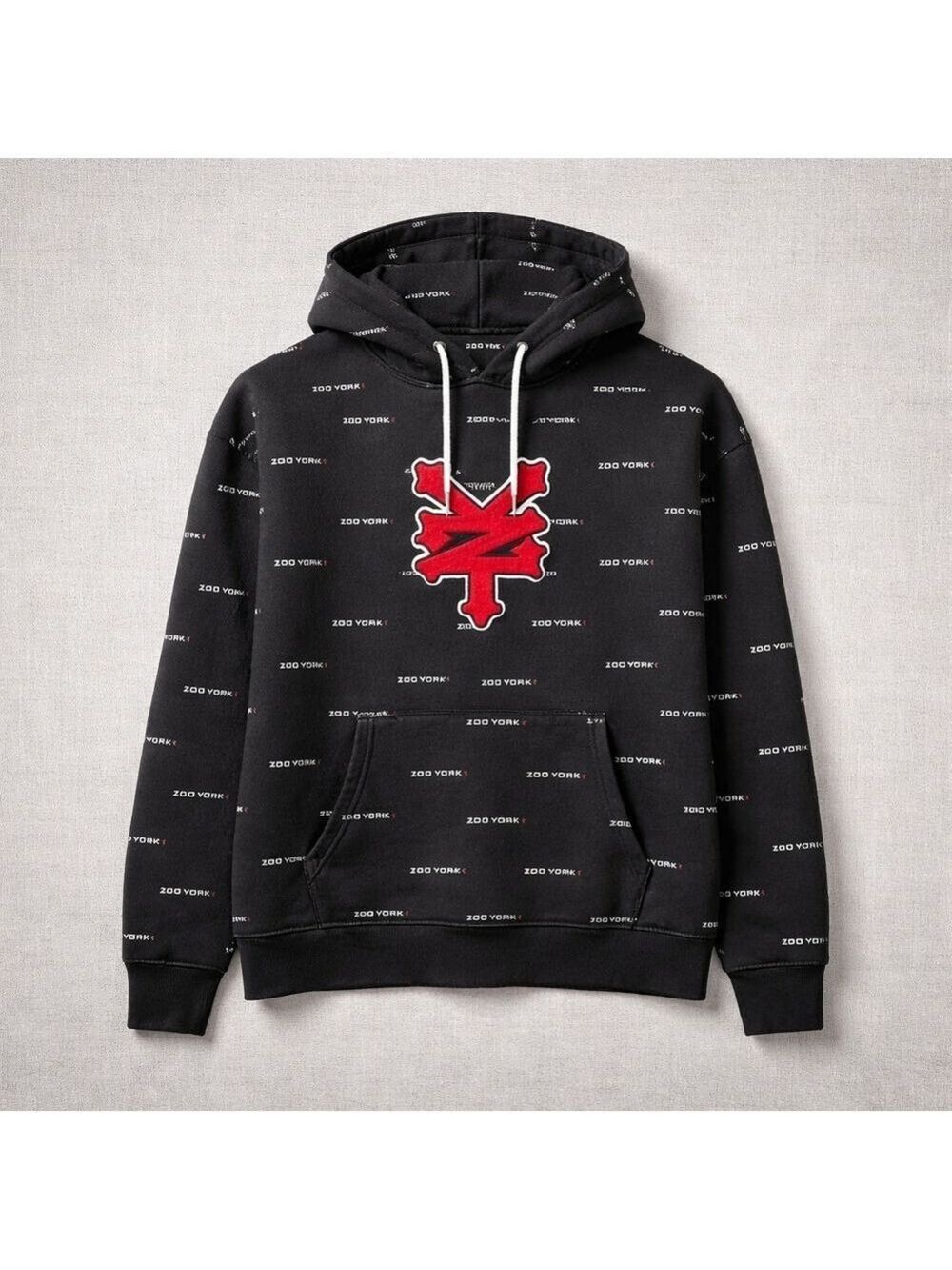 Zoo York Logo Hoodie Mens Large Black Streetwear Pullover Skate Y2K